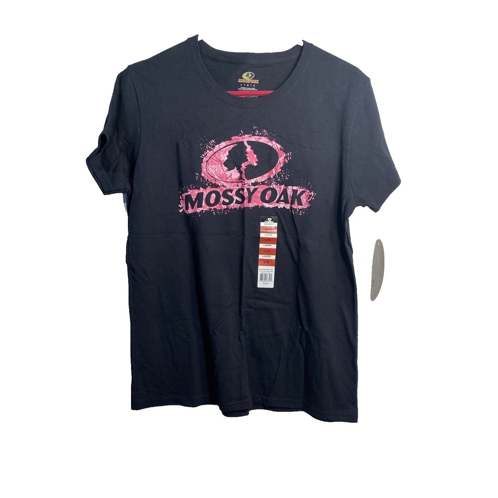 mossy oak womens t shirt size large short sleeve pink black